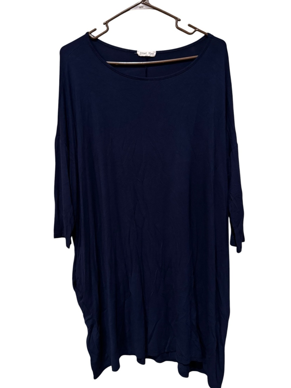 Relaxed Navy Scoop-Neck Midi Dress - Casual Everyday